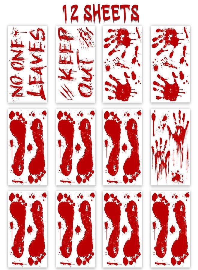 YOTNUS Halloween Bloody-Handprint-Footprints Floor Stickers, Scary Halloween Party Indoor/Outdoor Decoration, for Windows Clings, Car - 12 Sheets - Image 2